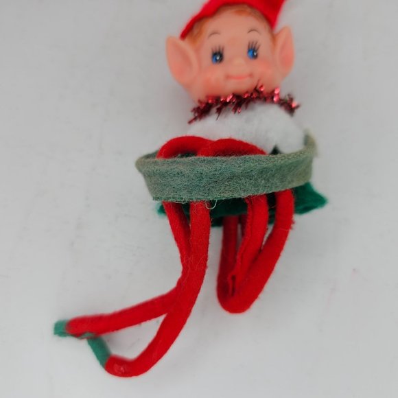 Vintage Knee Hugger Pixie Elf Rubber Face Long Legs Christmas Decor - Picture 3 of 8